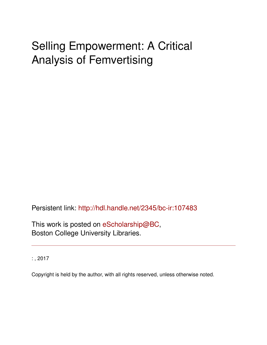 Selling Empowerment: a Critical Analysis of Femvertising