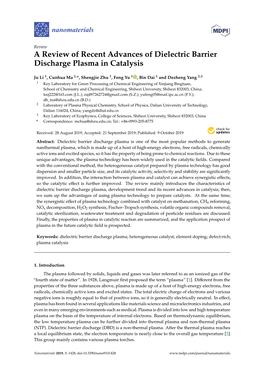 A Review of Recent Advances of Dielectric Barrier Discharge Plasma in Catalysis