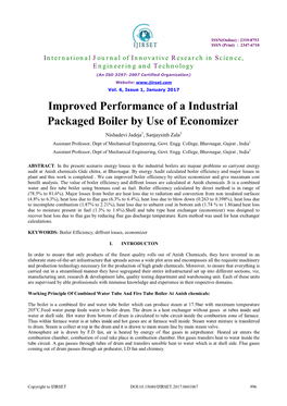 Improved Performance of a Industrial Packaged Boiler by Use