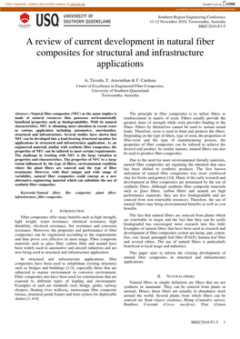 A Review of Current Development in Natural Fiber Composites for Structural and Infrastructure Applications