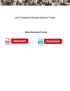 Last Testament George Harrison Trailer