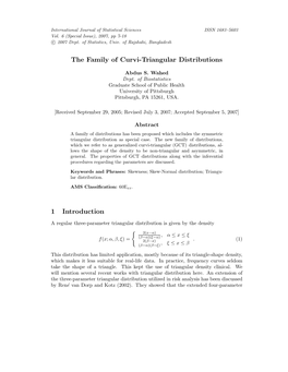 The Family of Curvi-Triangular Distributions 1 Introduction