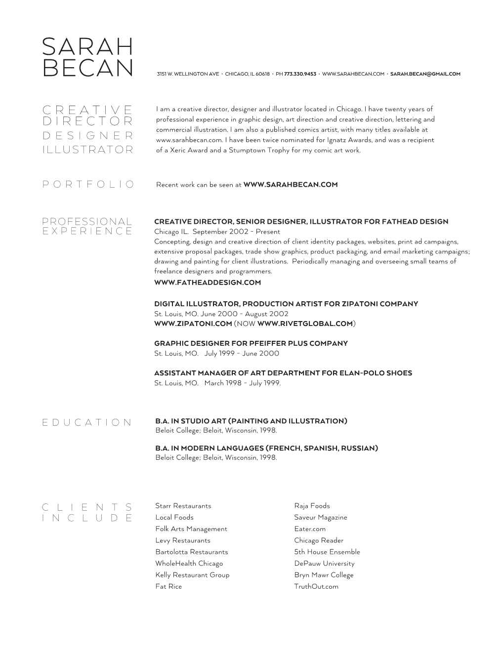 Sarah Becan CV