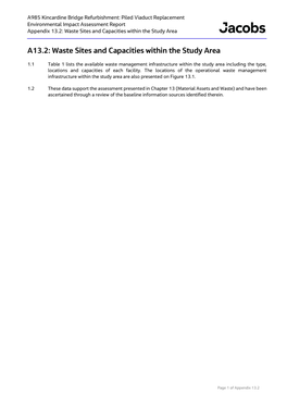 A13.2: Waste Sites and Capacities Within the Study Area