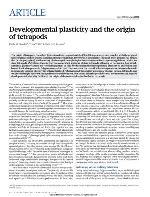 Developmental Plasticity and the Origin of Tetrapods