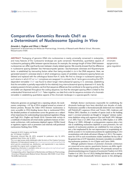 Comparative Genomics Reveals Chd1 As a Determinant of Nucleosome Spacing in Vivo