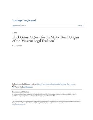 A Quest for the Multicultural Origins of the "Western Legal Tradition" P