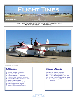 Flight Times Is Published by the City of San Diego, Airports Division 3750 John J Montgomery Drive, San Diego, CA 92123