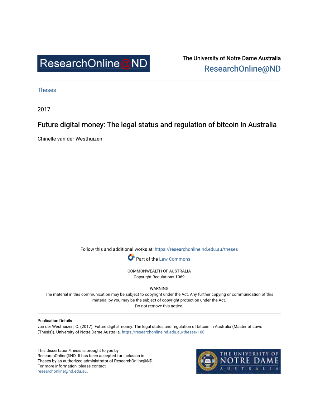 The Legal Status and Regulation of Bitcoin in Australia