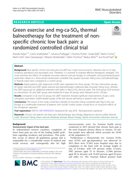 Green Exercise and Mg-Ca-SO4 Thermal Balneotherapy for the Treatment of Non-Specific Chronic Low Back Pain