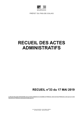 Recueil Des Actes Administratifs