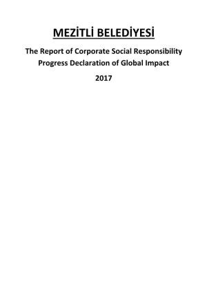 MEZİTLİ BELEDİYESİ the Report of Corporate Social Responsibility Progress Declaration of Global Impact 2017