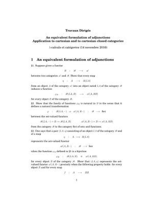 1 an Equivalent Formulation of Adjunctions