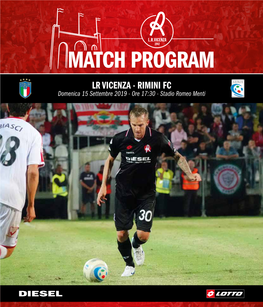 RIMINI FC Domenica 15 Settembre 2019 - Ore 17:30 - Stadio Romeo Menti ADV VICENZA CALCIO 120919.Indd 1