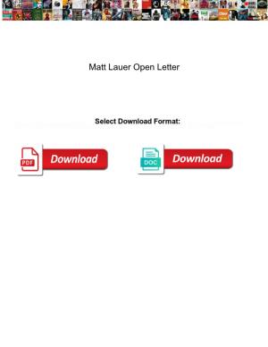 Matt Lauer Open Letter Torrnat