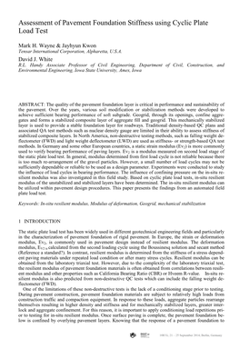 Assessment of Pavement Foundation Stiffness Using Cyclic Plate Load Test