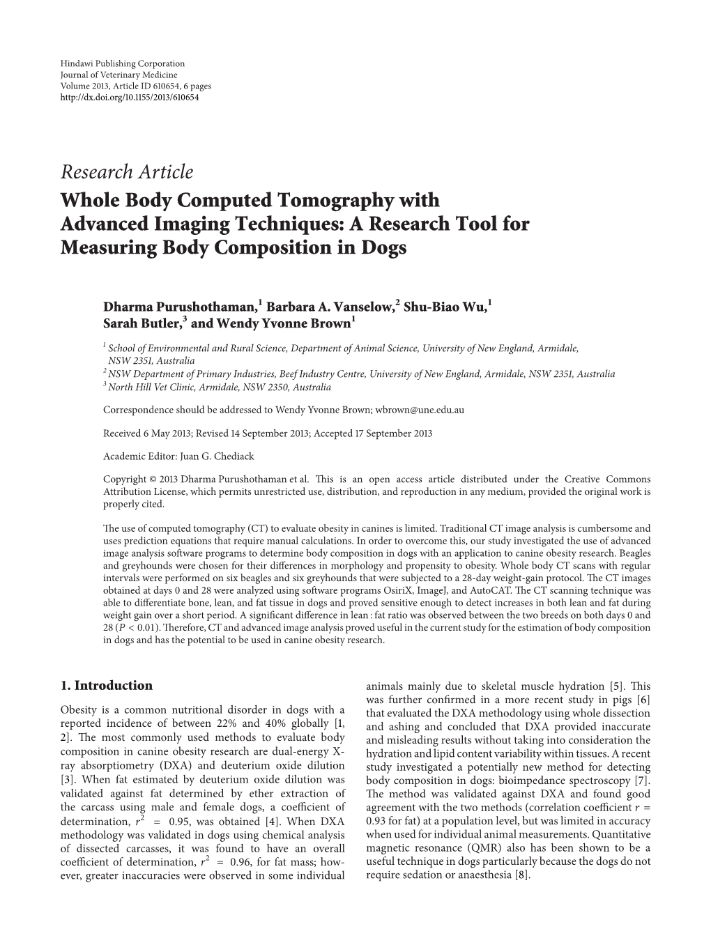 Whole Body Computed Tomography with Advanced Imaging Techniques: a Research Tool for Measuring Body Composition in Dogs