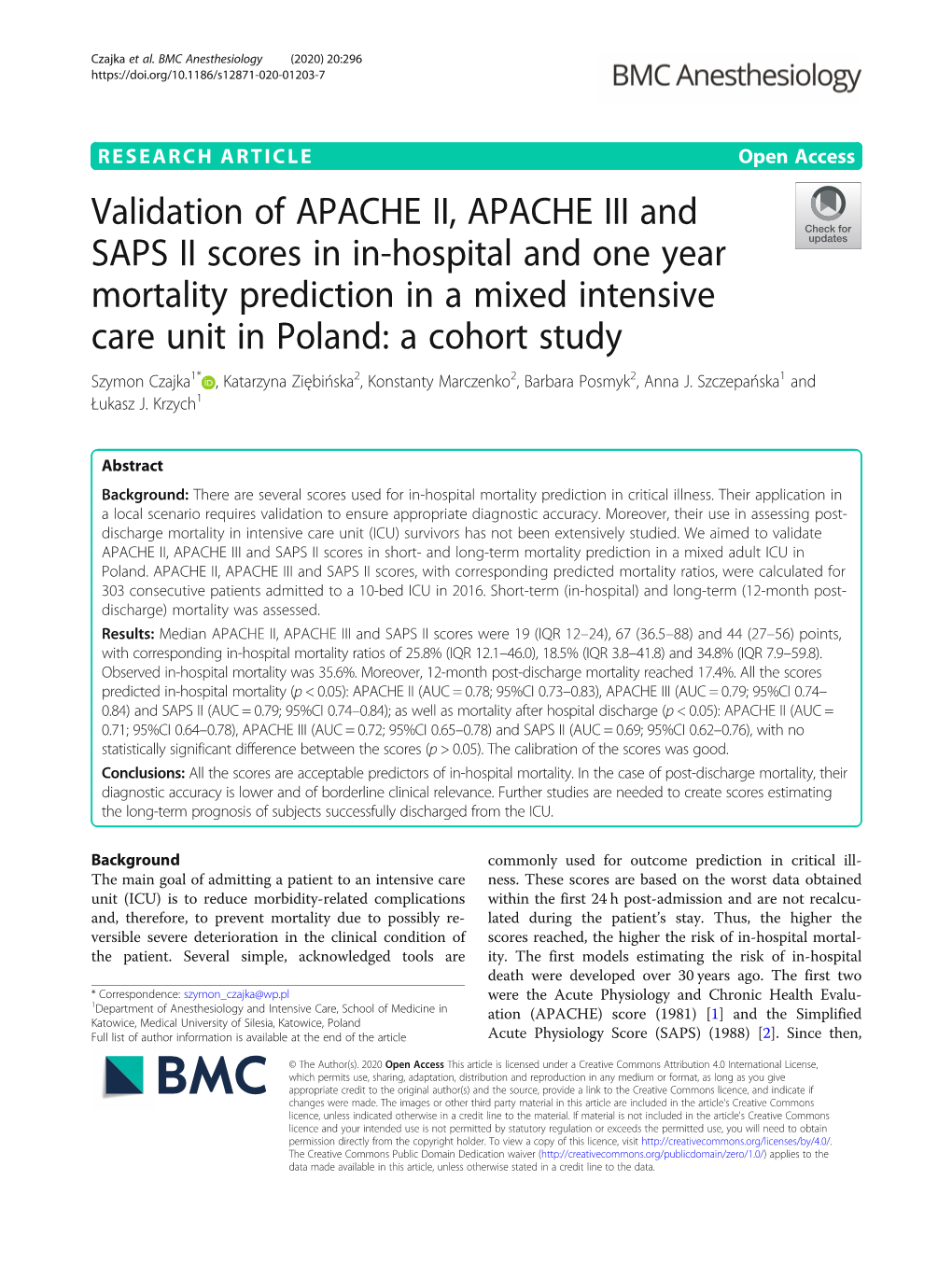 Validation of APACHE II, APACHE III and SAPS II Scores in In-Hospital