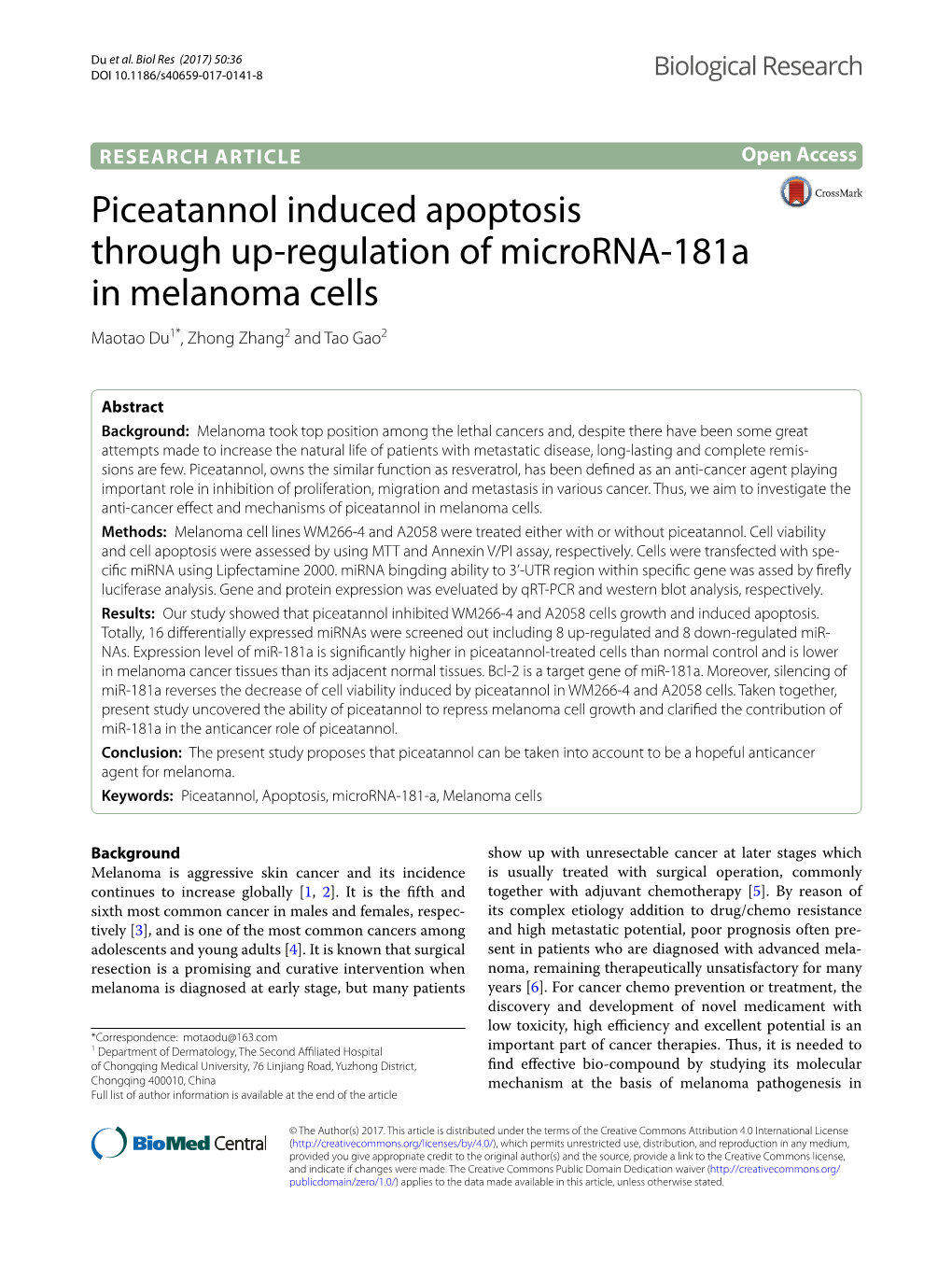 Piceatannol Induced Apoptosis Through Up-Regulation of Microrna