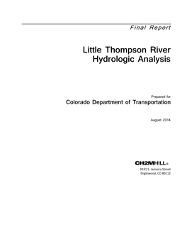 Root Little Thompson River Hydrologic Analysis