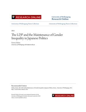 The LDP and the Maintenance of Gender Inequality in Japanese Politics