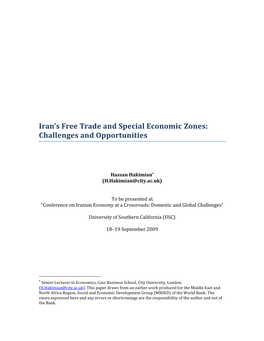 Special Economic Zones in Iran