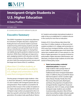 Immigrant-Origin Students in US Higher Education