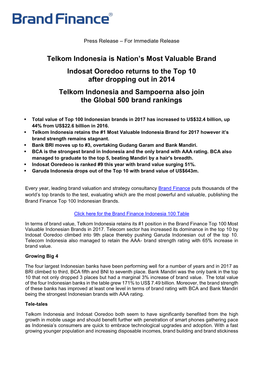 Telkom Indonesia Is Nation's Most Valuable Brand Indosat Ooredoo