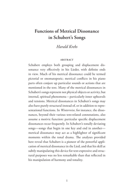 Functions of Metrical Dissonance in Schubert's Songs