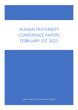 Human Fraternity Conference Papers February 1St 2021