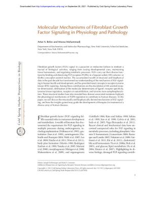Molecular Mechanisms of Fibroblast Growth Factor Signaling in Physiology and Pathology