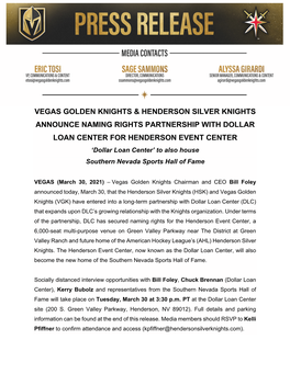 Vegas Golden Knights & Henderson Silver Knights