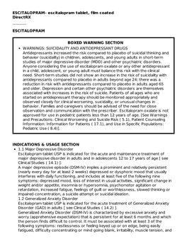 Escitalopram Tablet, Film Coated Directrx ------ESCITALOPRAM