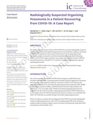 Radiologically Suspected Organizing Pneumonia in a Patient Recovering from COVID-19: a Case Report