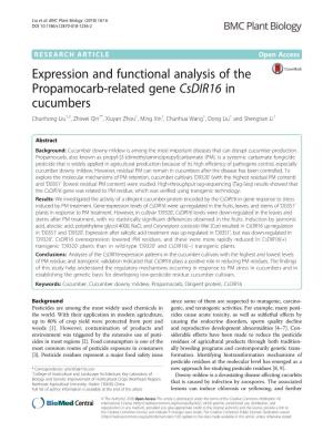 Expression and Functional Analysis of the Propamocarb-Related Gene
