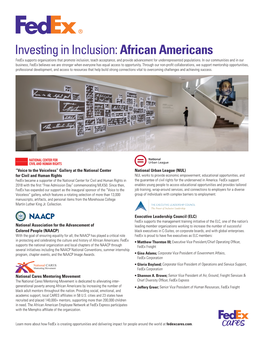 African Americans Fedex Supports Organizations That Promote Inclusion, Teach Acceptance, and Provide Advancement for Underrepresented Populations