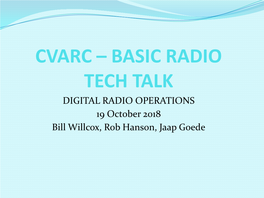 Digital: CVARC Basic Radio Tech Talk