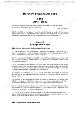 Merchant Shipping Act 1995 1995 CHAPTER 21