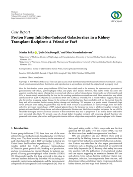 Proton Pump Inhibitor-Induced Galactorrhea in a Kidney Transplant Recipient: a Friend Or Foe?
