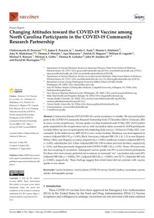 Changing Attitudes Toward the COVID-19 Vaccine Among North Carolina Participants in the COVID-19 Community Research Partnership