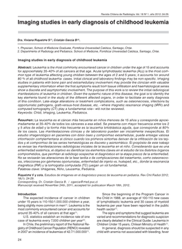 Imaging Studies in Early Diagnosis of Childhood Leukemia