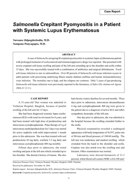 Salmonella Crepitant Pyomyositis in a Patient with Systemic Lupus Erythematosus