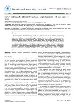 Survey on Penaeidae Shrimp Diversity and Exploitation in South