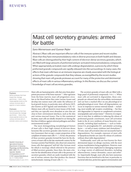 Mast Cell Secretory Granules: Armed for Battle