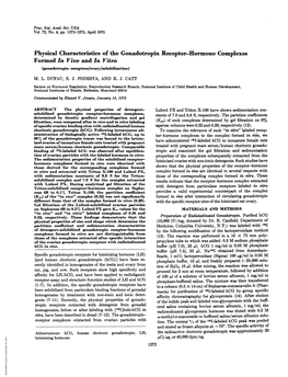 Physical Characteristics of the Gonadotropin Receptor-Hormone Complexes Formed in Vivo and in Vitro (Gonadotropin Receptors/Ovary/Solubilization)