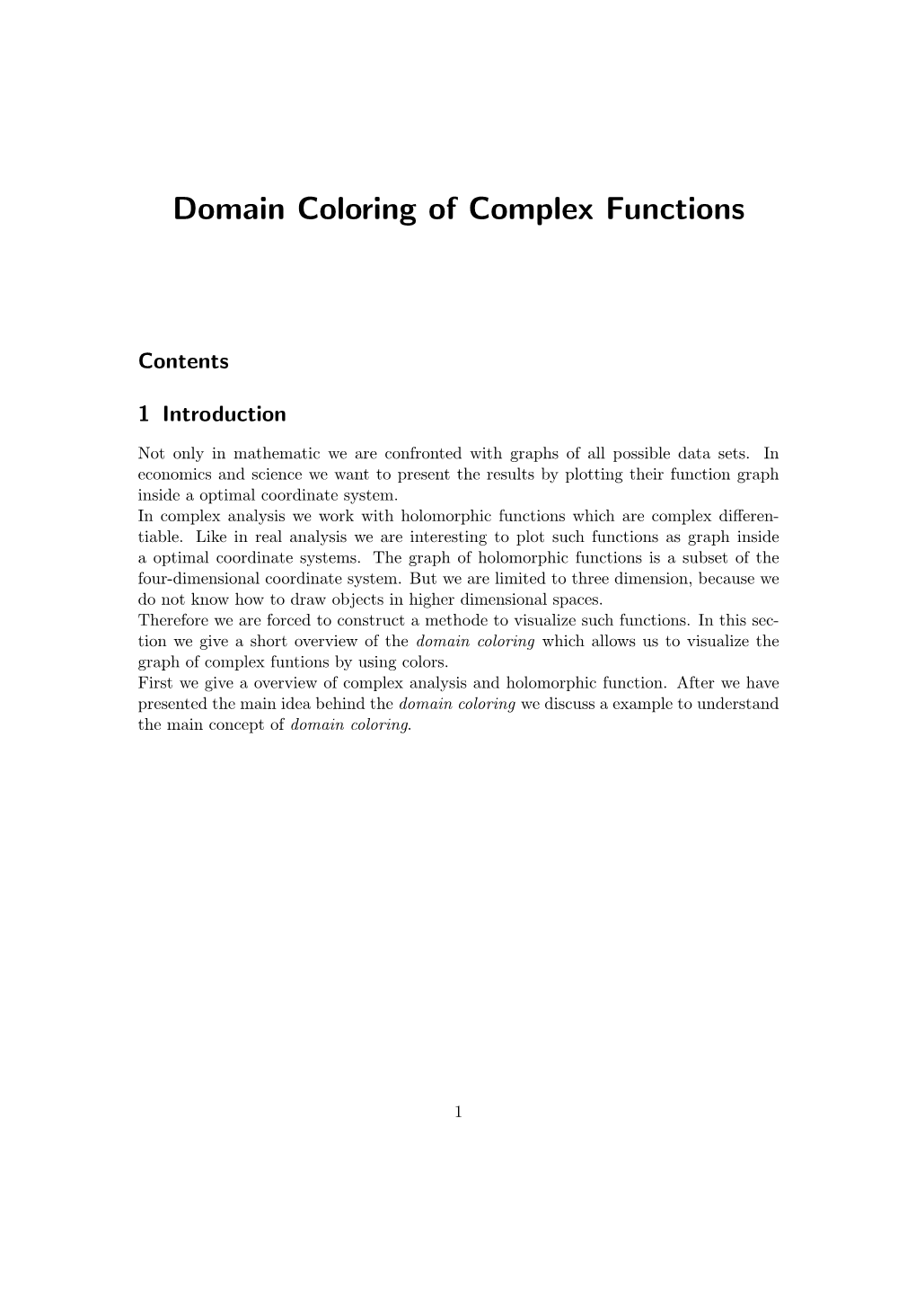 Domain Coloring of Complex Functions