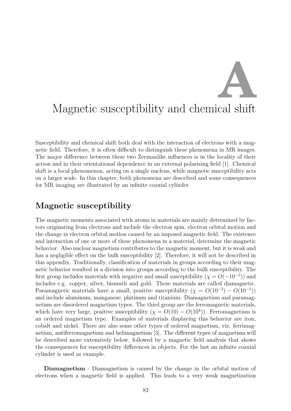 Magnetic Susceptibility and Chemical Shift