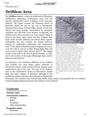 Driftless Area - Wikipedia Visited 02/19/2020