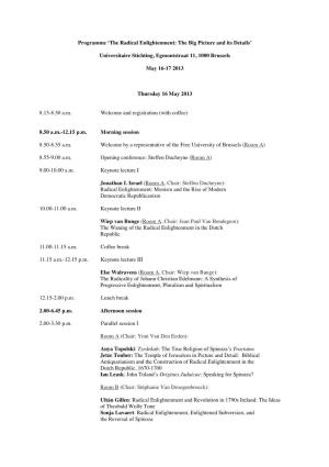 Conference Programme Radical Enlightenment
