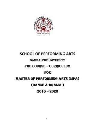 The Course – Curriculum for Master of Performing Arts (Mpa) (Dance & Drama )